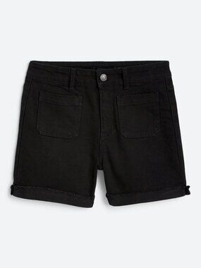 One5One Veda High Rise Shorts | Black Denim | Frayed Hem | NWOT | 14/32